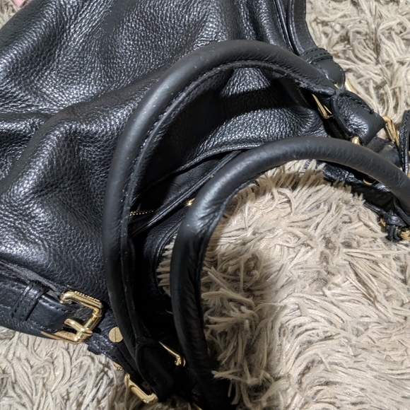 Michael Kors Black Leather Shoulder Bag with Gold Accents - Picture 12 of 14